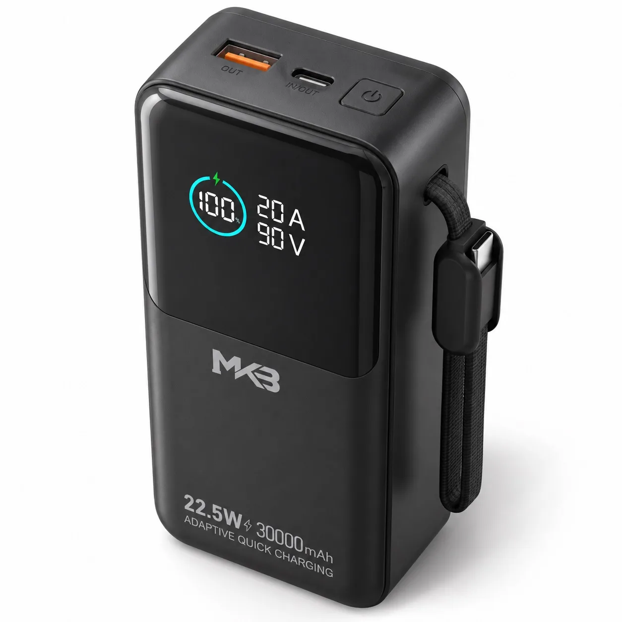 MKB PK93 – 30000mAh Power Bank | 22.5W Fast Charging | Dual Built-in Cables