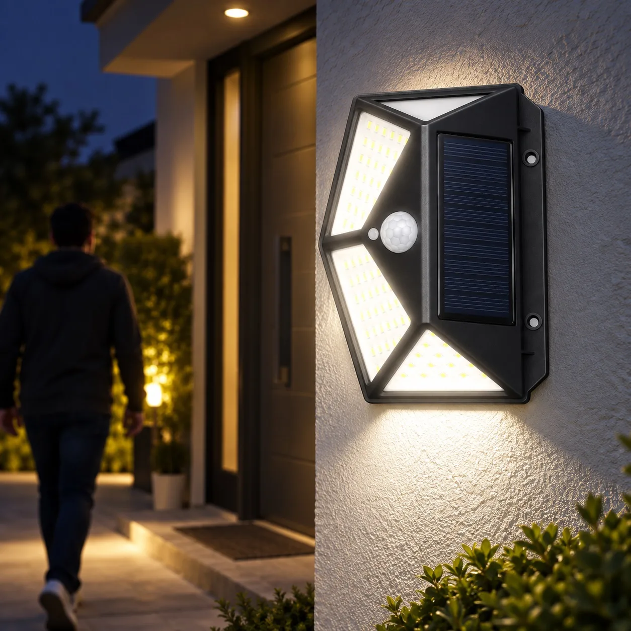 100 LED Solar Wall Light with PIR Motion Sensor – 3 Modes Waterproof