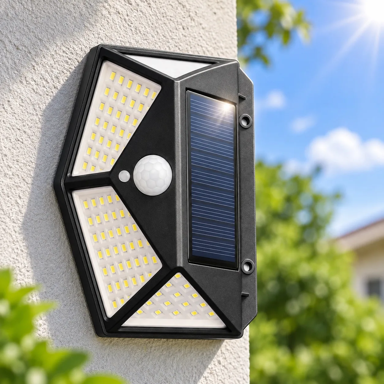 100 LED Solar Wall Light with PIR Motion Sensor – 3 Modes Waterproof