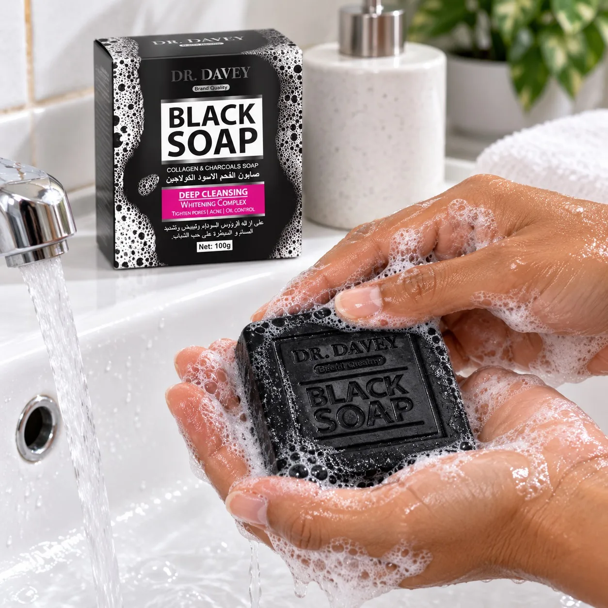 Dr. Davey Black Soap 100g – Collagen & Charcoal Deep Cleansing Soap