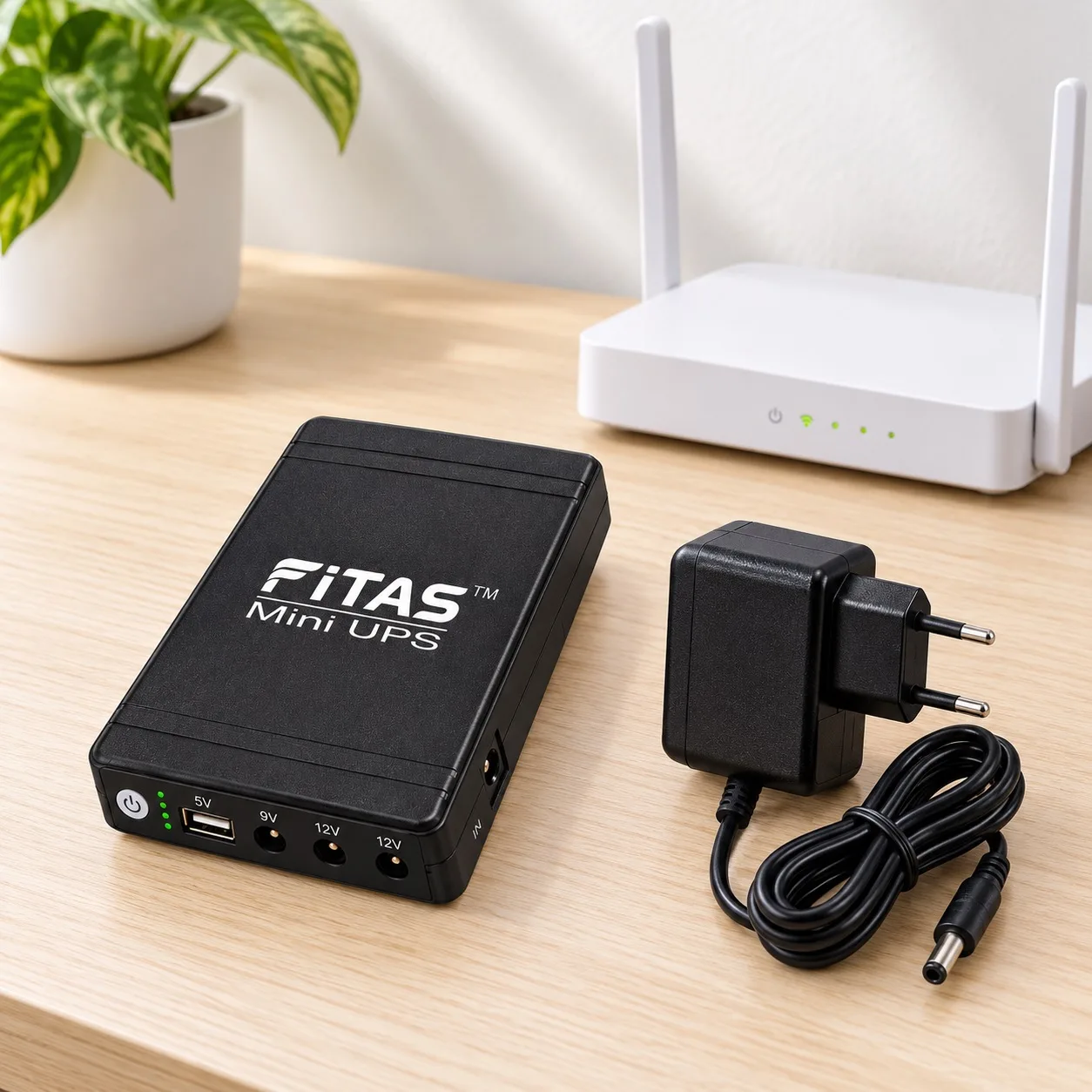 FiTAS TM95 Pro 10400mAh Mini UPS for Router, ONU & CCTV with Adapter