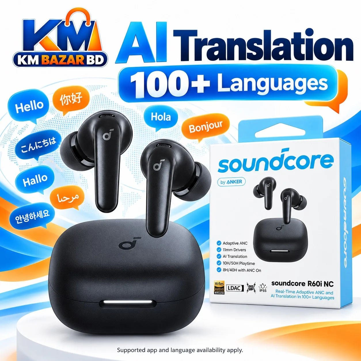 Anker Soundcore R60i NC Wireless Earbuds – Adaptive ANC, LDAC & 50H Playtime