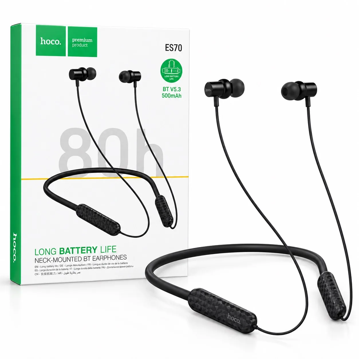 Hoco ES70 Armour 80 Hours Wireless Bluetooth Neckband Earphone