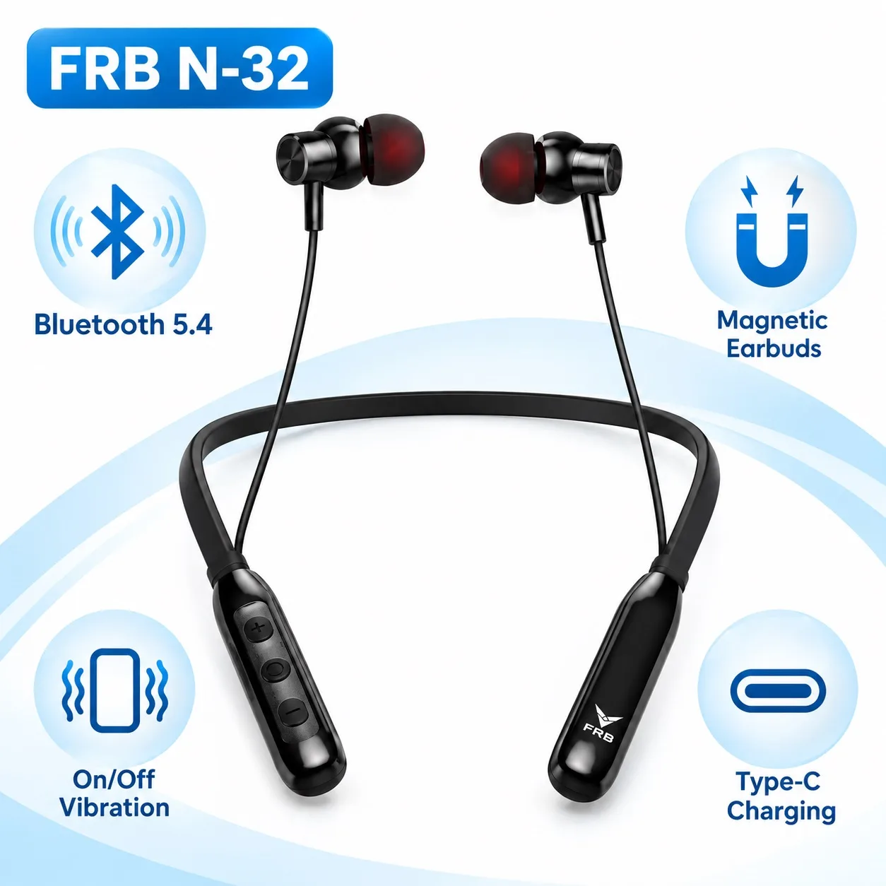 FRB N-32 200H Bluetooth 5.4 Magnetic Wireless Neckband