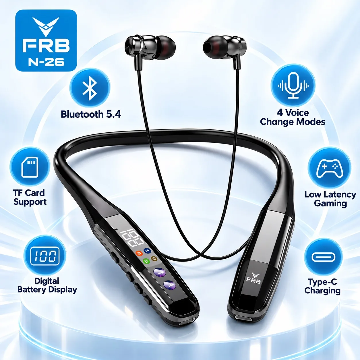 FRB N-26 600H Voice Change Gaming Wireless Bluetooth Neckband