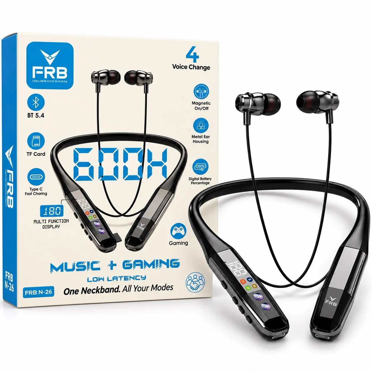 FRB N-26 600H Voice Change Gaming Wireless Bluetooth Neckband