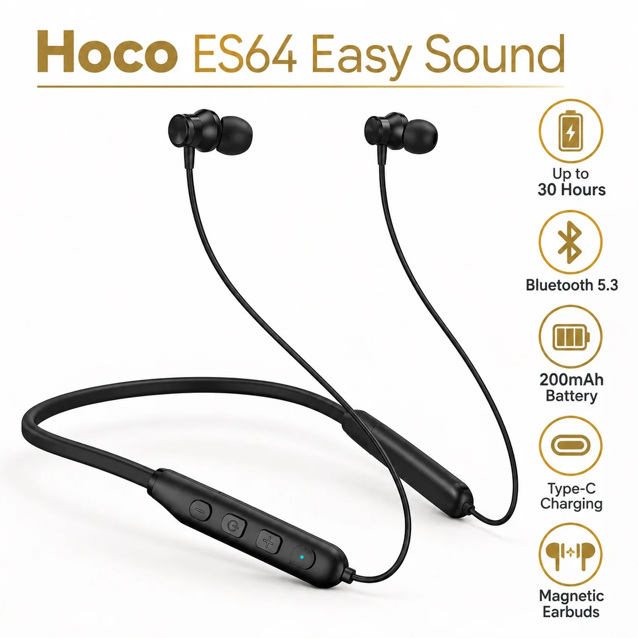 Hoco ES64 Easy Sound Sports Wireless Bluetooth Neckband Earphone