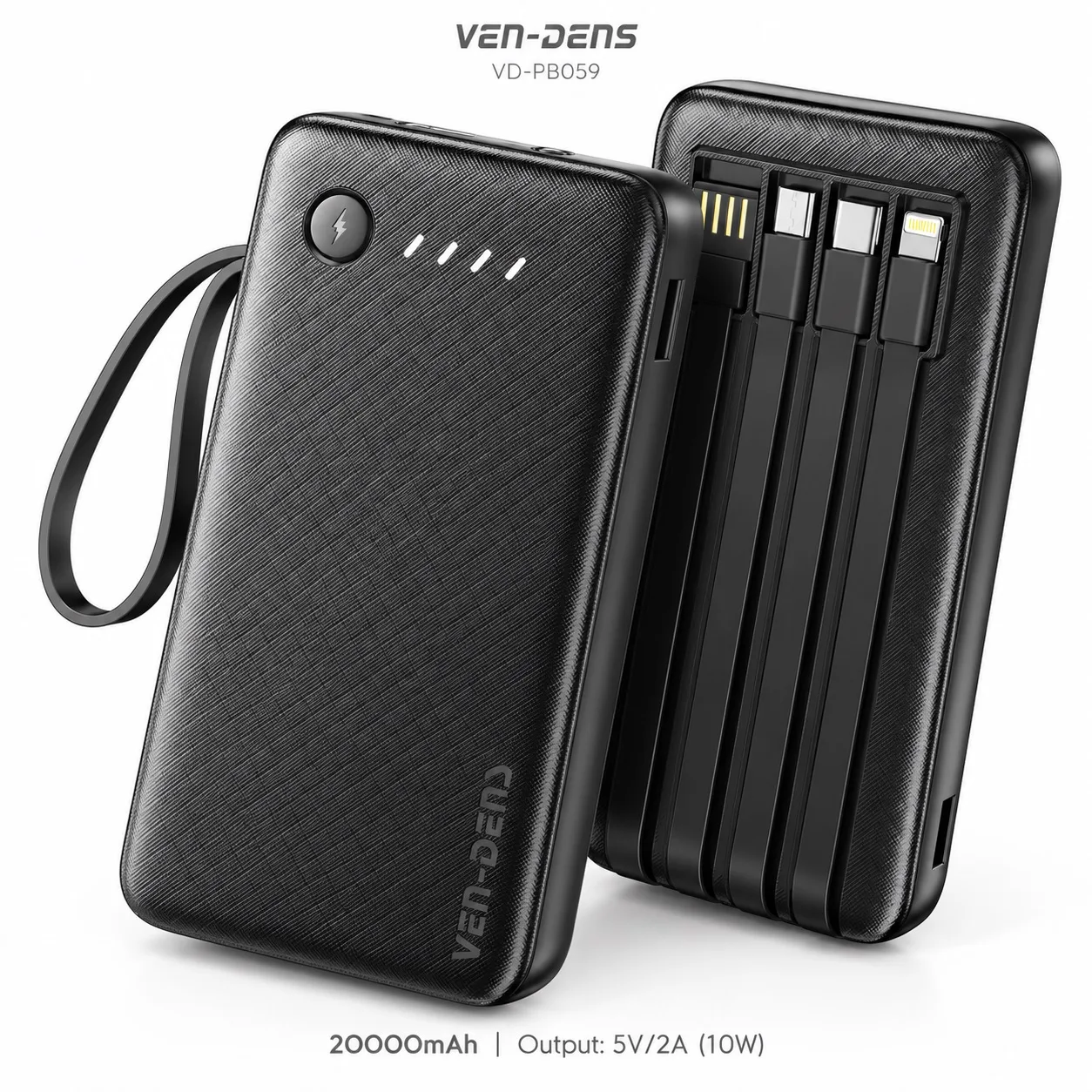 VEN-DENS VD-PB059 20000mAh Power Bank with Built-in Cables