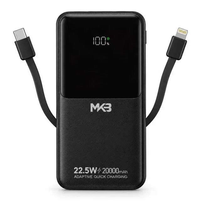 MKB PK62 Dual Cables 20000mAh 22.5W Fast Charging Power Bank