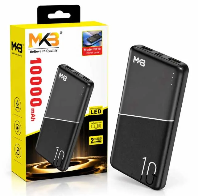 MKB PK10 10000mAh Power Bank with Dual USB Output & LED Indicator