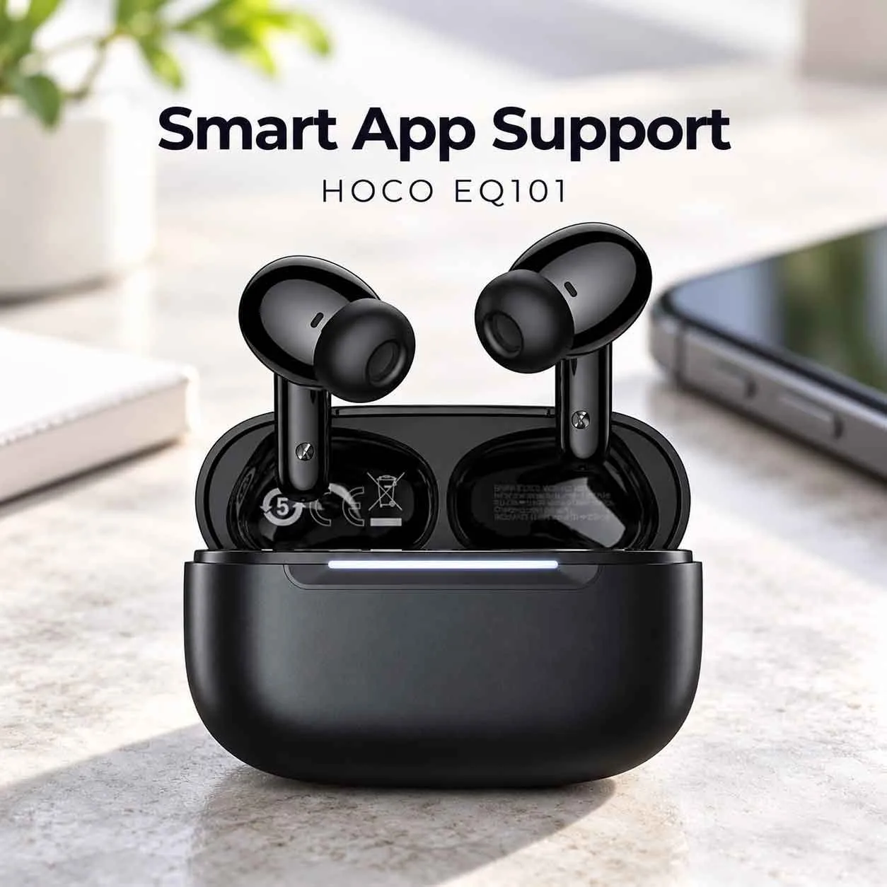 HOCO EQ101 Extreme ANC+ENC True Wireless Earbuds – Black